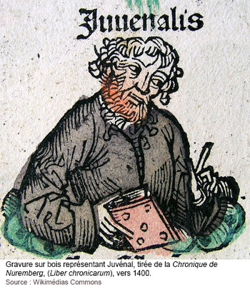 Juvénal, représenté en gravure sur bois vers 1400 (source)